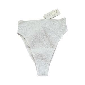 L*Space White Barlette Bitsy Smocked Bikini Swim Bottom NWT Size S
